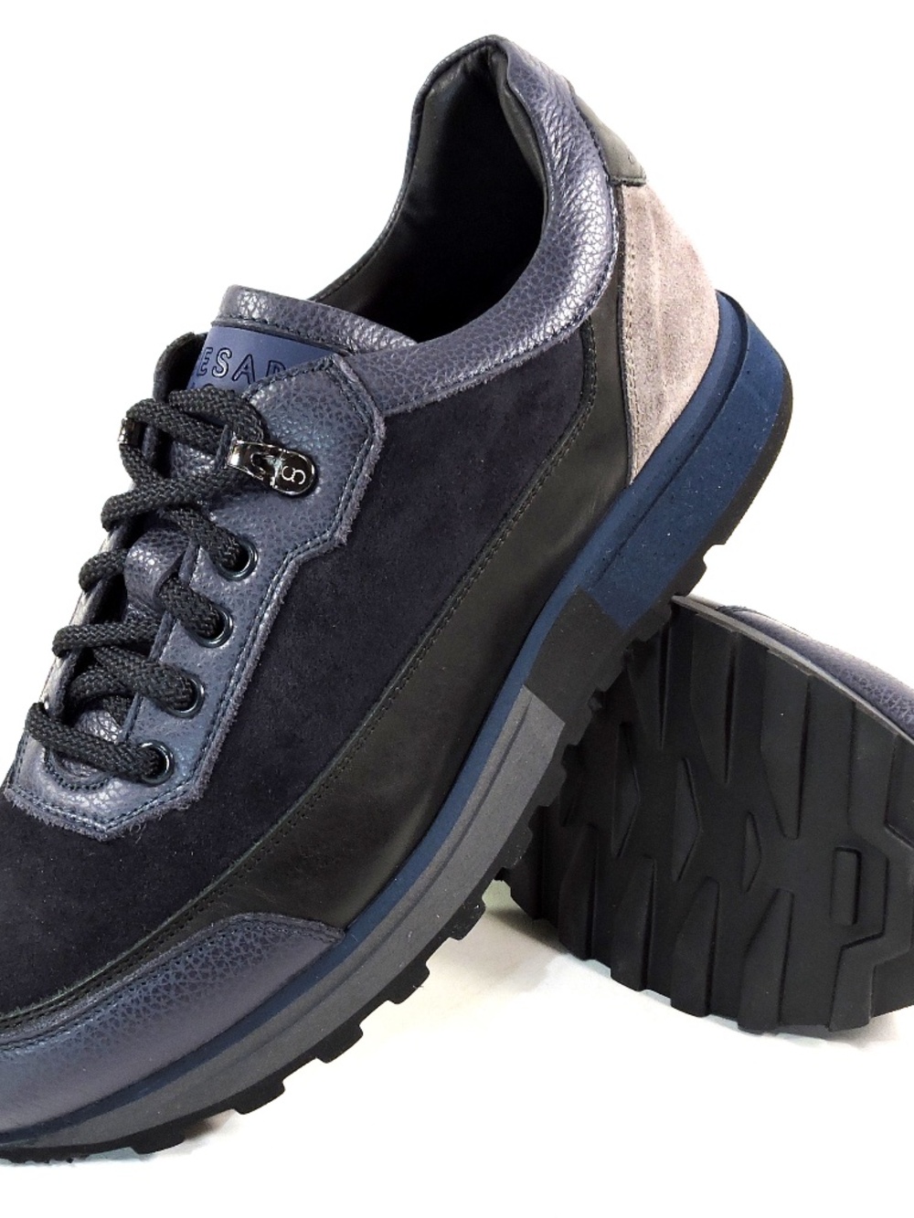 CASADEI 🇮🇹 MEN'S BLUE SUEDE & LEATHER COMFORT FASHION SNEAKERS